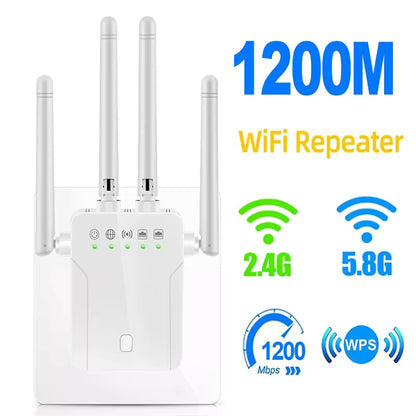 WiFi Extender Pro 5G 4 Antenas - Cobertura 360° y Velocidad de 1200 Mbps