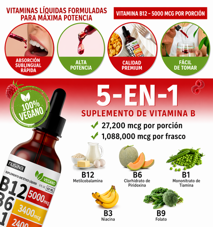 Vitamina B12 B6 B1 Complejo B Energía Cerebro Corazón - oferta 2x1
