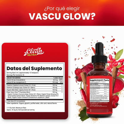 Vascu Glow – Gotas Líquidas Todo en Uno con Vitaminas K2 + D3 y Extractos Botánicos