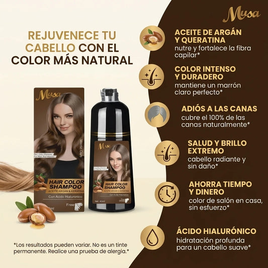 🌿 Shampoo Tinte Cubre Canas sin Amoníaco | Color Natural y Cuidado del Cabello en Minutos